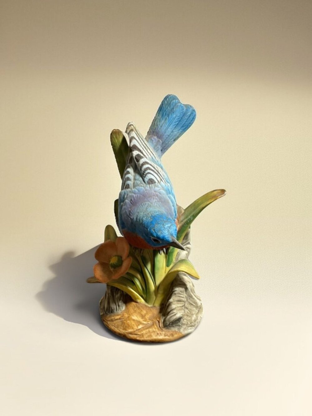 Stefani Porcelains Vintage Collectible Bluebird Figurine With Floral Base